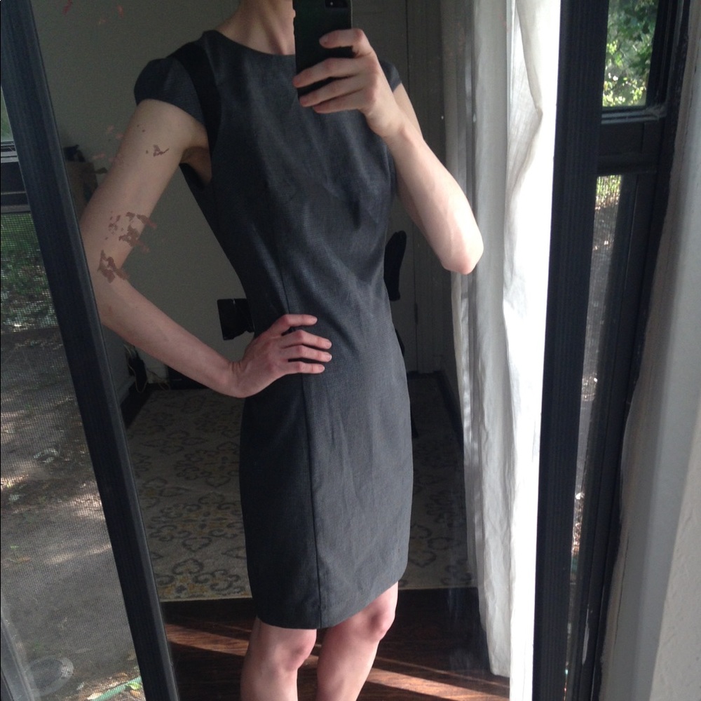 NWT Zara Gray Pencil Sheath Dress w/ Cap Sleeves